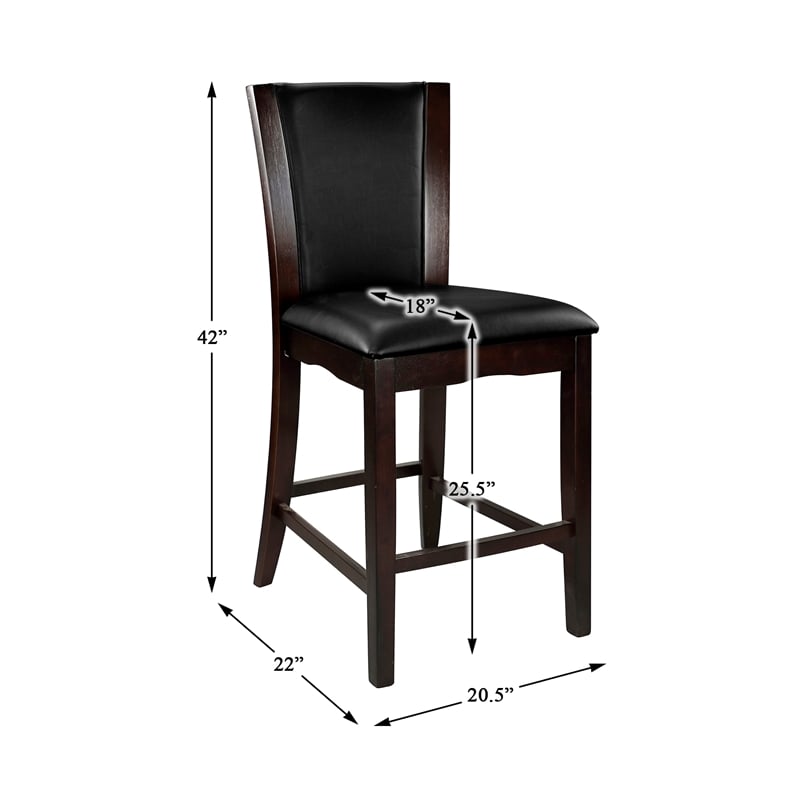 Pemberly Row Counter Height Dining Chair in Dark Brown Faux Leather (Set of 6)