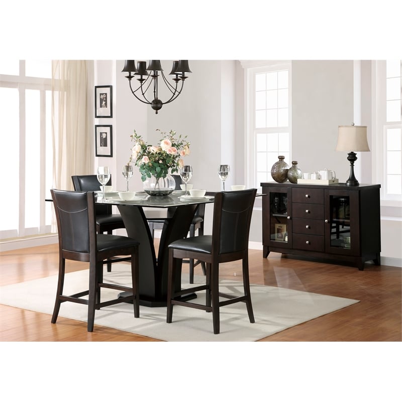 Pemberly Row Counter Height Dining Chair in Dark Brown Faux Leather (Set of 6)