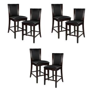 Pemberly Row Counter Height Dining Chair in Dark Brown Faux Leather (Set of 6)
