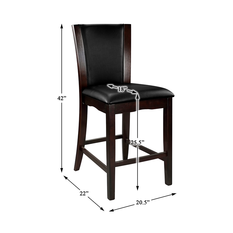 Pemberly Row Counter Height Dining Chair in Dark Brown Faux Leather (Set of 4)
