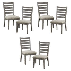 Pemberly Row Asian Hardwood Dining Room Side Chair in Gray (Set of 6)