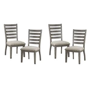Pemberly Row Asian Hardwood Dining Room Side Chair in Gray (Set of 4)
