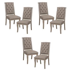 Pemberly Row Traditional Wood Dining Room Side Chair in Gray Cashmere (Set of 6)