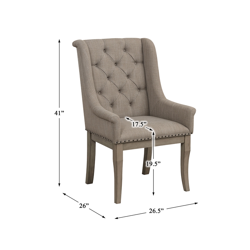 Pemberly Row Traditional Wood Dining Room Arm Chair in Gray Cashmere (Set of 6)