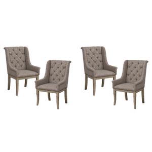 Pemberly Row Traditional Wood Dining Room Arm Chair in Gray Cashmere (Set of 4)