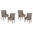 Pemberly Row Traditional Wood Dining Room Arm Chair in Gray Cashmere (Set of 4)
