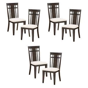Pemberly Row Asian Hardwood Dining Room Side Chair in Dark Brown (Set of 6)