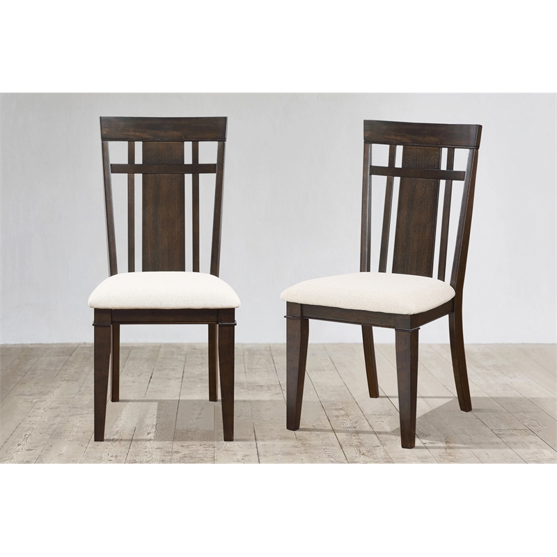Pemberly Row Asian Hardwood Dining Room Side Chair in Dark Brown (Set of 4)