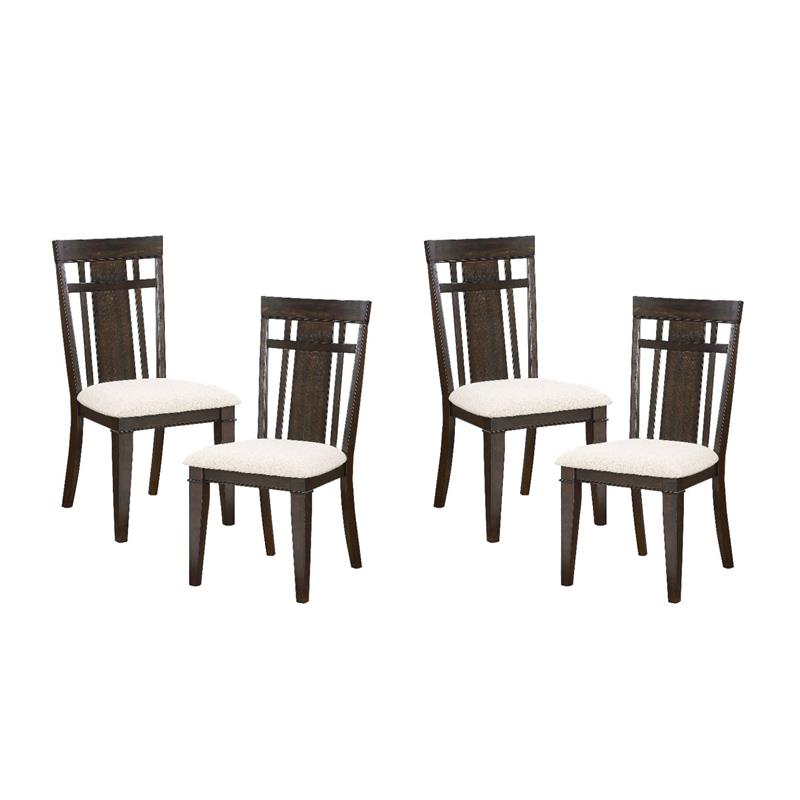 Pemberly Row Asian Hardwood Dining Room Side Chair in Dark Brown (Set of 4)