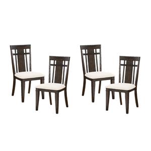 Pemberly Row Asian Hardwood Dining Room Side Chair in Dark Brown (Set of 4)