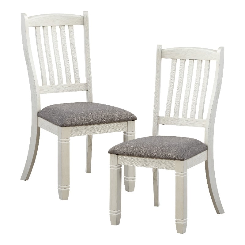Pemberly Row Pine Wood Dining Room Side Chair in Antique White (Set of 6)