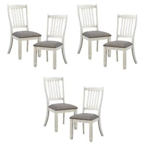 Pemberly Row Pine Wood Dining Room Side Chair in Antique White (Set of 6)