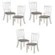 Pemberly Row Pine Wood Dining Room Side Chair in Antique White (Set of 6)