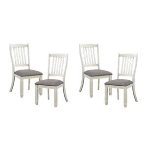 Pemberly Row Pine Wood Dining Room Side Chair in Antique White (Set of 4)
