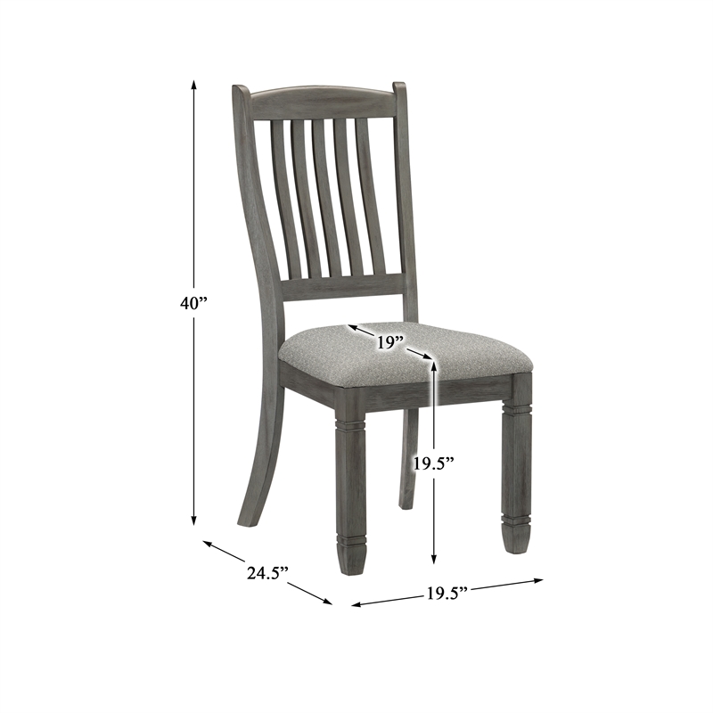 Pemberly Row Pine Wood Dining Room Side Chair in Antique Gray (Set of 6)