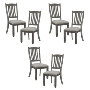 Pemberly Row Pine Wood Dining Room Side Chair in Antique Gray (Set of 6)