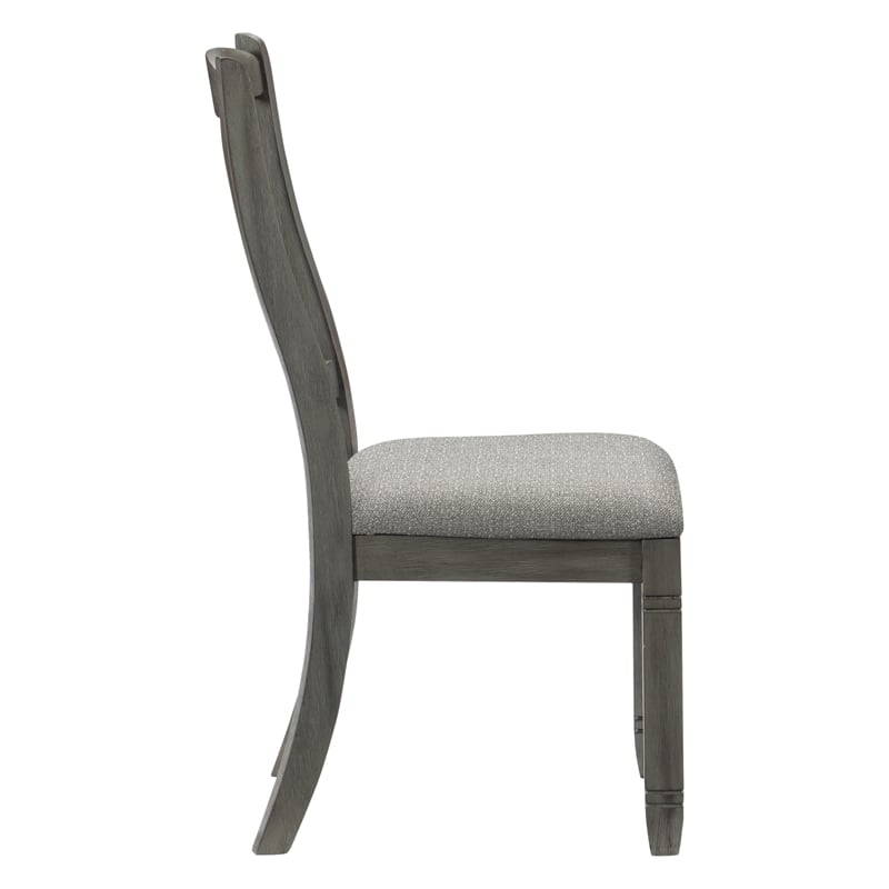 Pemberly Row Pine Wood Dining Room Side Chair in Antique Gray (Set of 4)