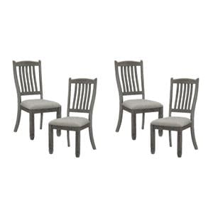 Pemberly Row Pine Wood Dining Room Side Chair in Antique Gray (Set of 4)