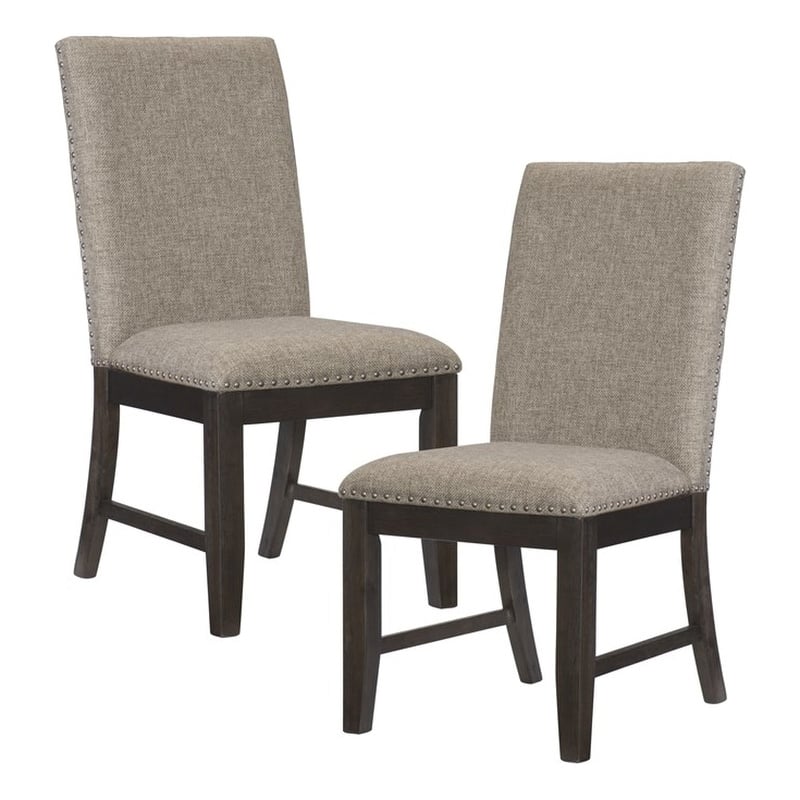 Pemberly Row Traditional Dining Room Side Chair in Wire Brushed Brown (Set of 4)