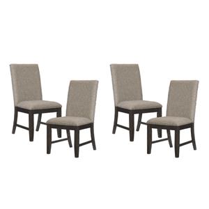 Pemberly Row Traditional Dining Room Side Chair in Wire Brushed Brown (Set of 4)