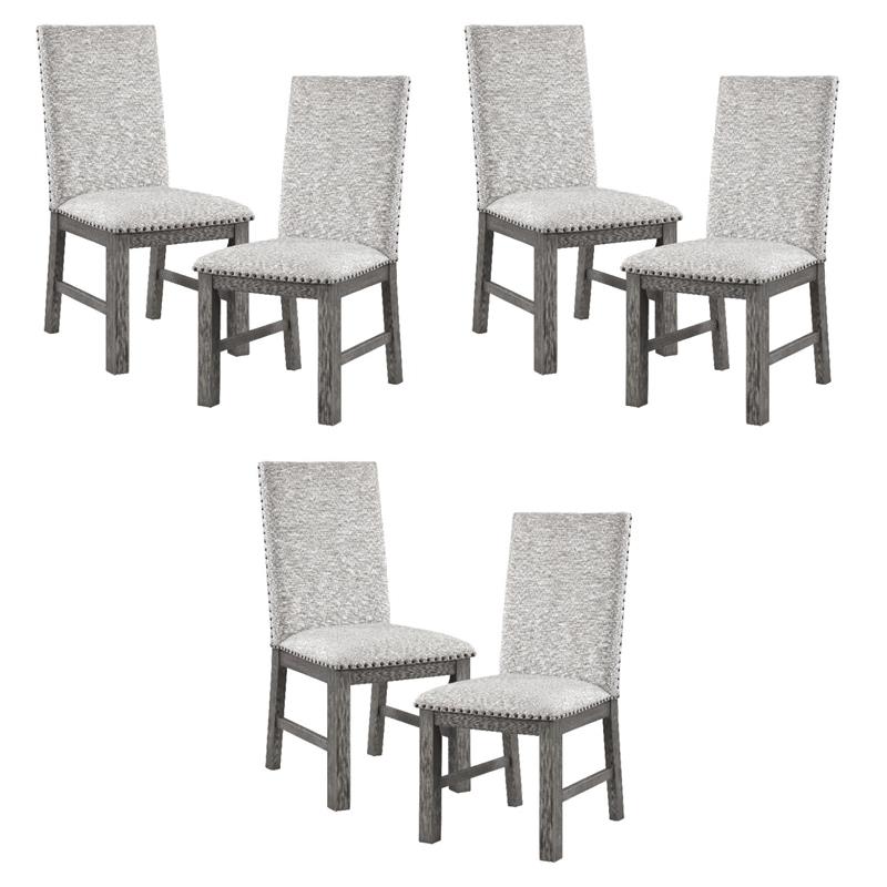 Pemberly Row Traditional Wood Dining Room Side Chair in Gray (Set of 6)