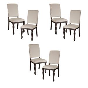 Pemberly Row Transitional Dining Room Side Chair in Grayish Brown (Set of 6)