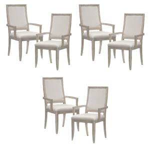 Pemberly Row Contemporary Wood Dining Room Arm Chair in Gray (Set of 6)