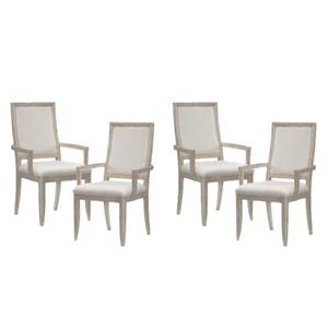 Pemberly Row Contemporary Wood Dining Room Arm Chair in Gray (Set of 4)