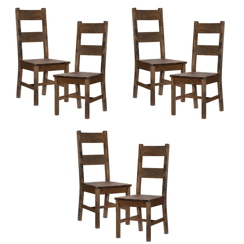 Pemberly Row Solid Wood Dining Room Side Chair in Burnished Brown (Set of 6)