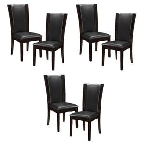 Pemberly Row Wood and Faux Leather Dining Room Side Chair in Espresso (Set of 6)