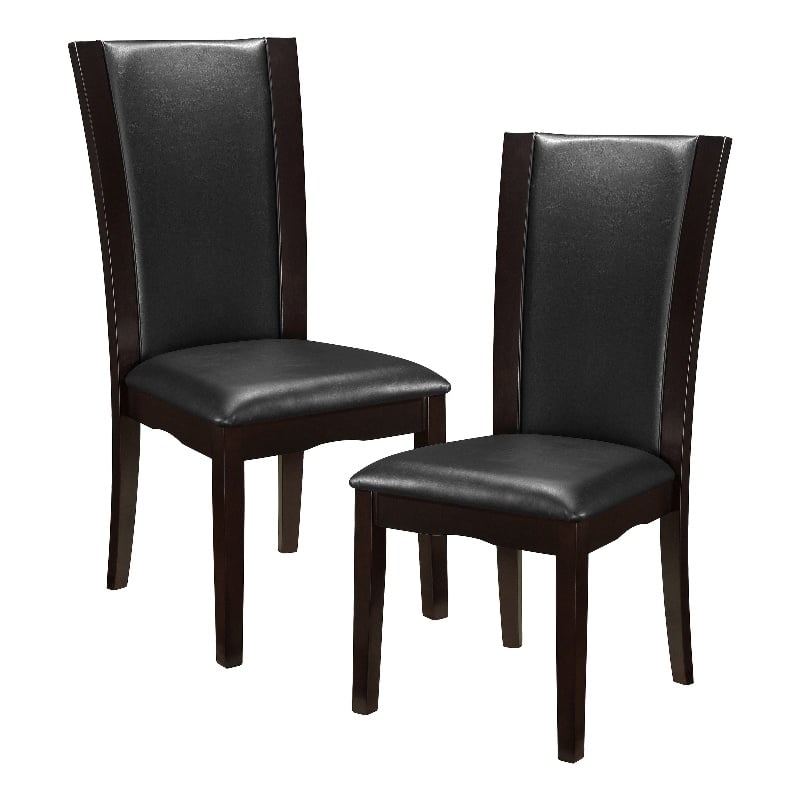 Pemberly Row Wood and Faux Leather Dining Room Side Chair in Espresso (Set of 4)