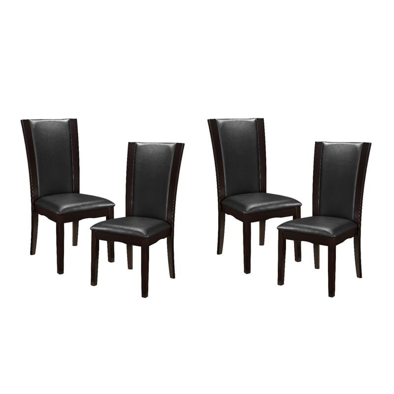 Pemberly Row Wood and Faux Leather Dining Room Side Chair in Espresso (Set of 4)