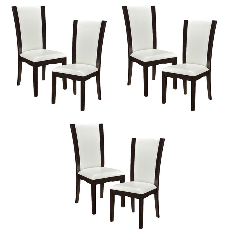 Pemberly Row Wood and Faux Leather Dining Room Side Chair in Espresso (Set of 6)