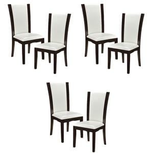 Pemberly Row Wood and Faux Leather Dining Room Side Chair in Espresso (Set of 6)
