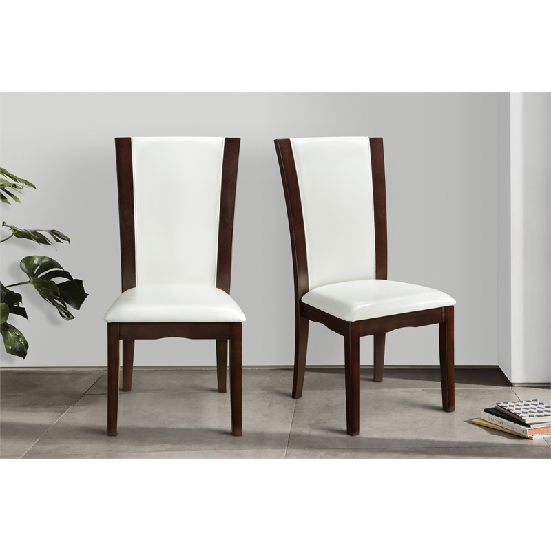 Pemberly Row Wood and Faux Leather Dining Room Side Chair in Espresso (Set of 4)