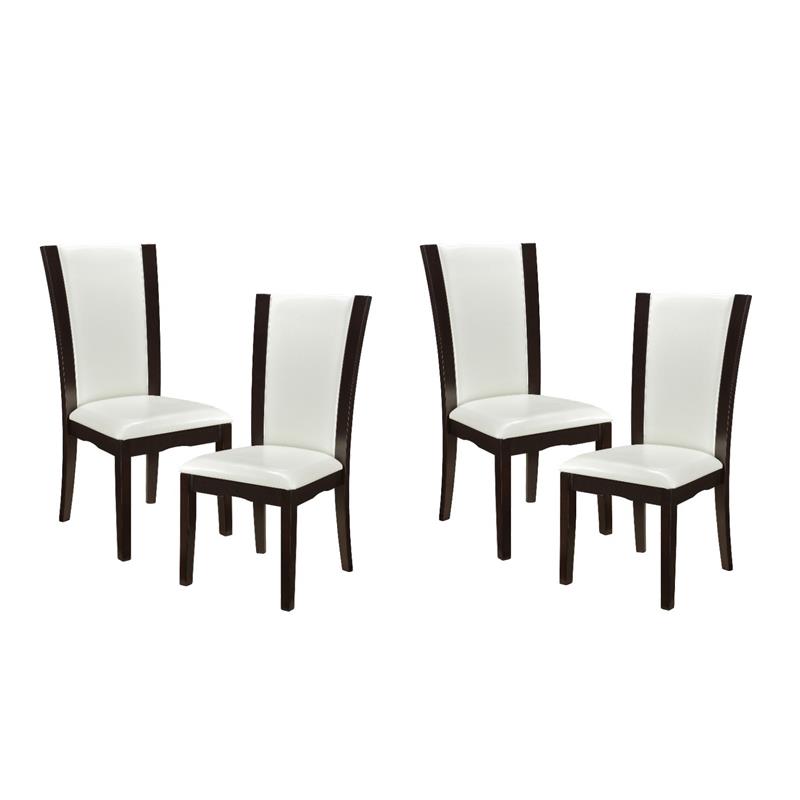 Pemberly Row Wood and Faux Leather Dining Room Side Chair in Espresso (Set of 4)