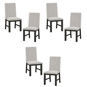 Pemberly Row Wood and Fabric Dining Room Chairs in Antique Black (Set of 6)