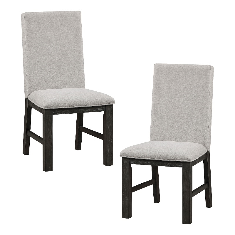 Pemberly Row Wood and Fabric Dining Room Chairs in Antique Black (Set of 4)