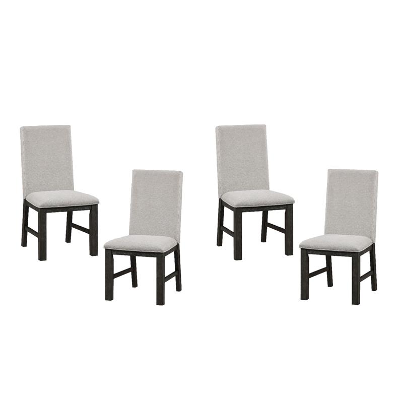 Pemberly Row Wood and Fabric Dining Room Chairs in Antique Black (Set of 4)