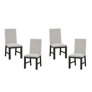 Pemberly Row Wood and Fabric Dining Room Chairs in Antique Black (Set of 4)