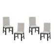 Pemberly Row Wood and Fabric Dining Room Chairs in Antique Black (Set of 4)