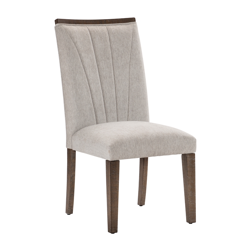Pemberly Row Wood and Fabric Dining Room Chairs in Brown (Set of 6)