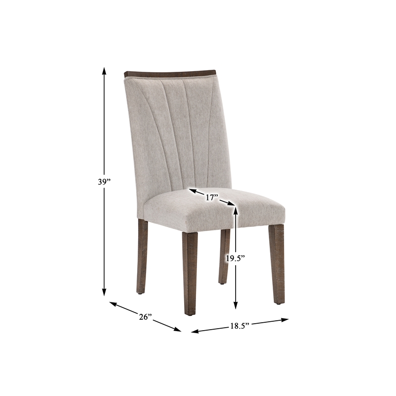 Pemberly Row Wood and Fabric Dining Room Chairs in Brown (Set of 6)