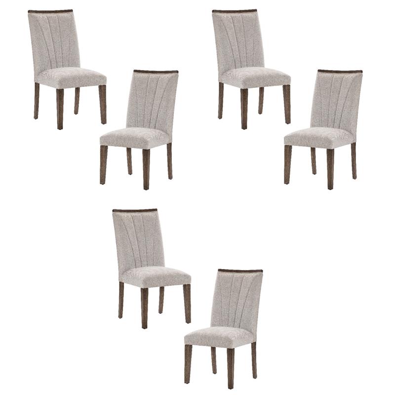 Pemberly Row Wood and Fabric Dining Room Chairs in Brown (Set of 6)