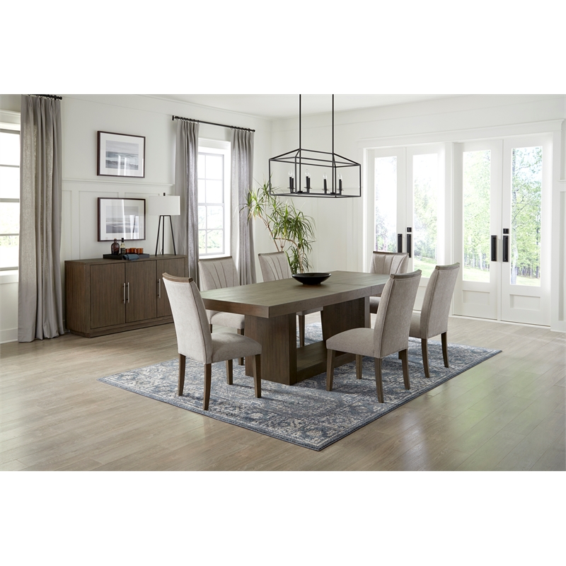 Pemberly Row Wood and Fabric Dining Room Chairs in Brown (Set of 4)