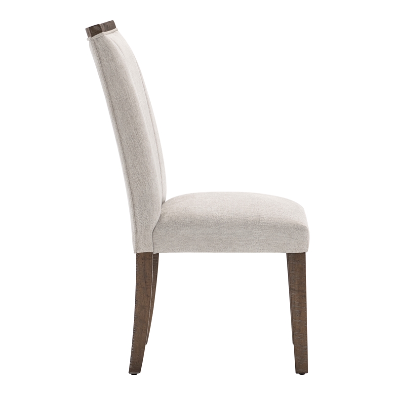 Pemberly Row Wood and Fabric Dining Room Chairs in Brown (Set of 4)