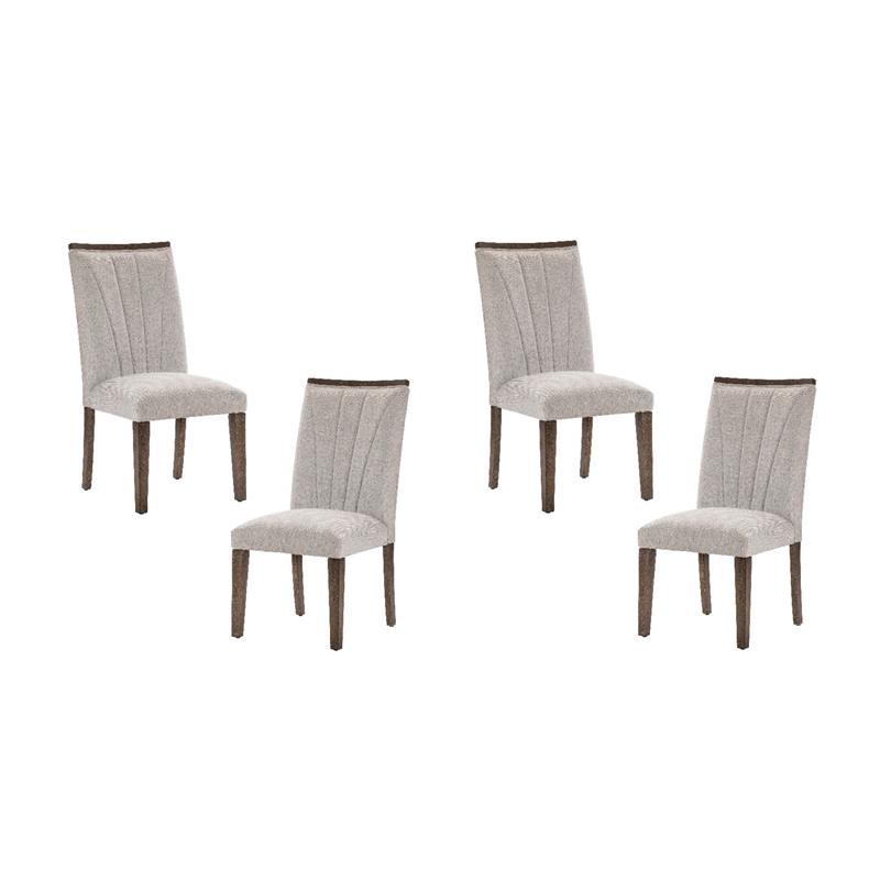 Pemberly Row Wood and Fabric Dining Room Chairs in Brown (Set of 4)