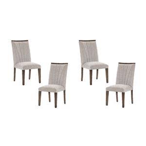 Pemberly Row Wood and Fabric Dining Room Chairs in Brown (Set of 4)