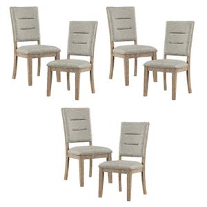 Pemberly Row Wood and Fabric Dining Room Side Chair in Beige (Set of 6)