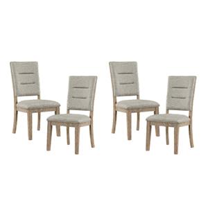 Pemberly Row Wood and Fabric Dining Room Side Chair in Beige (Set of 4)